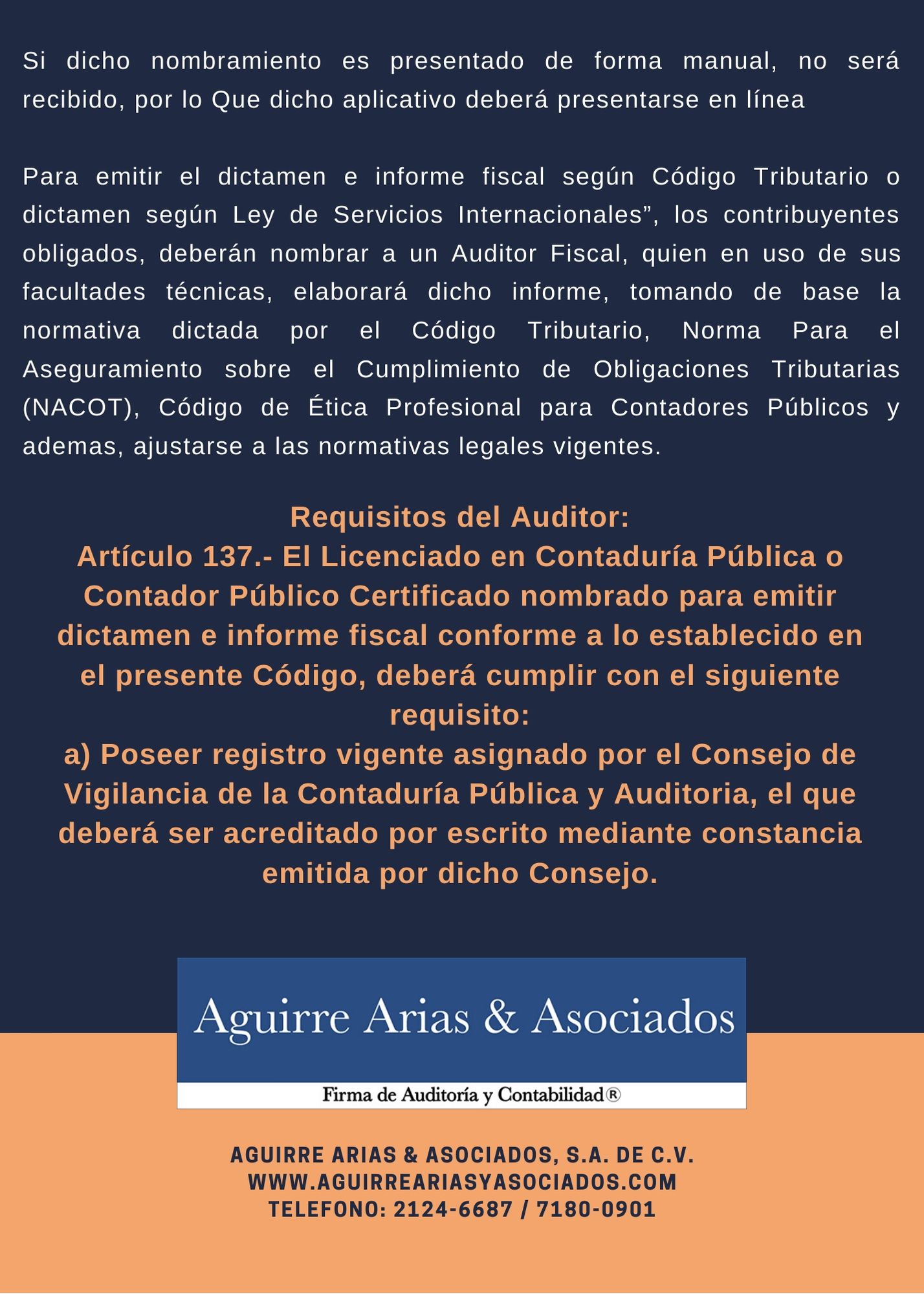 Auditor Fiscal Nombramiento Aguirre Arias And Asociados S A