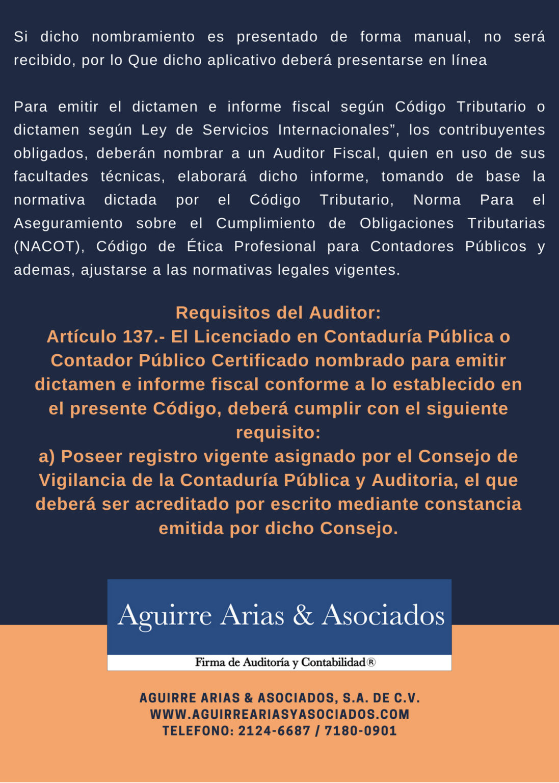 Nombramiento De Auditor Fiscal Aguirre Arias And Asociados S A